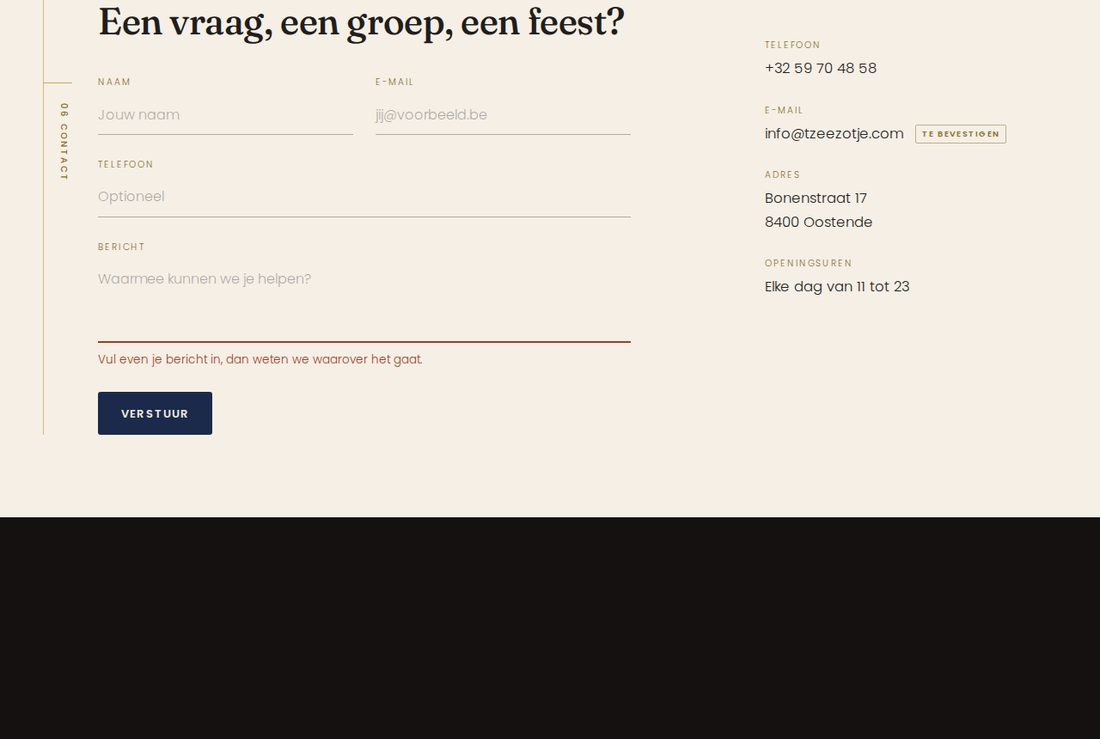 Formulier met een ontbrekend veld