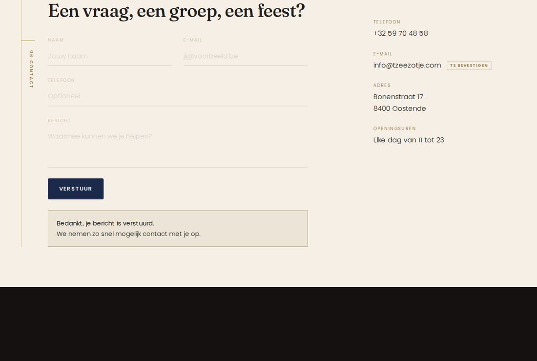 Formulier verstuurd