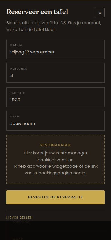 Reservatievenster op mobiel